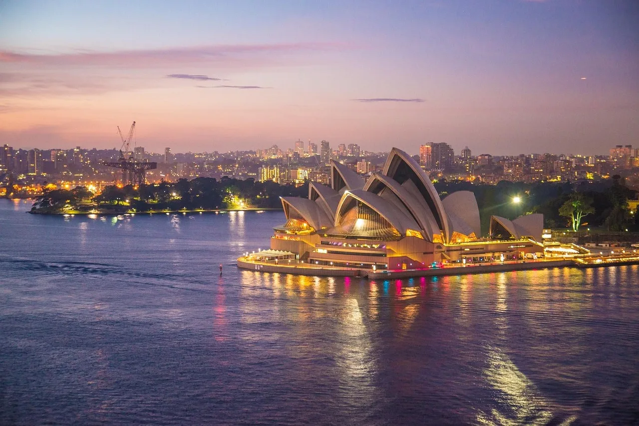 sydney opera house, sydney, natur, arkitektur, bygning, havn, australien, bybillede, vand, aften